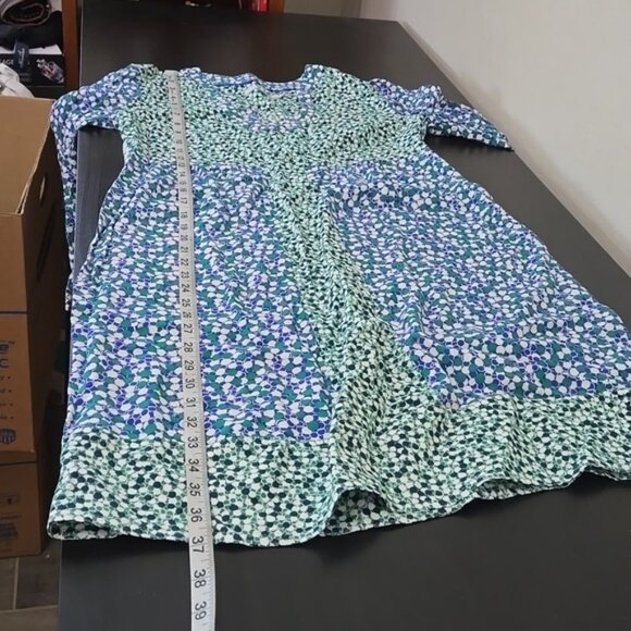 Boden Mollie Dress Dot Print Blue, White and Green Quarter Length Sleeve 6L - Picture 11 of 11